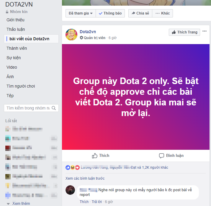 Thì ra groups Dota2vn hơn 150k thành viên chỉ tạm khóa, tuyên chiến đến khi Beatvn sập mới thôi