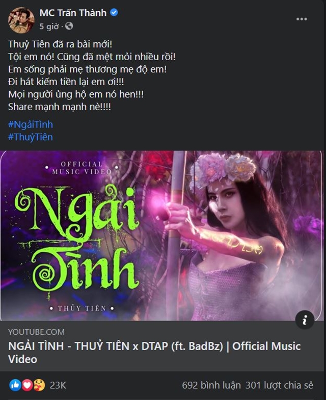Chỉ lên tiếng 1 câu bảo vệ Thủy Tiên khi ra MV mới, Trấn Thành chịu chỉ trích nặng nề