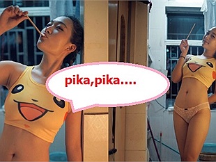 Bỏng mắt với girl xinh mặc đồ lót Pikachu vô cũng khiêu gợi