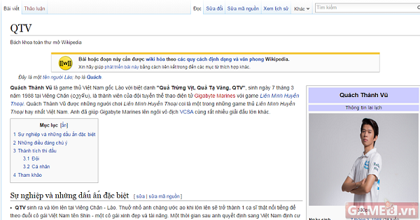 Trang Wikipedia Tiếng Việt của 