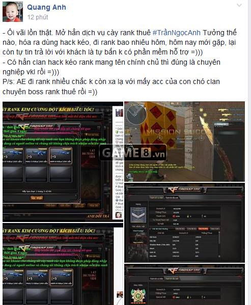 Trùm hack kéo rank thuê của Đột Kích bị tố cáo