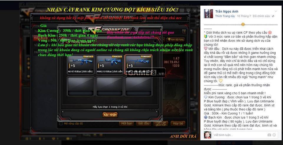 Game thủ Trần Ngọc Anh - người bị tố gian lận khi cày rank thuê