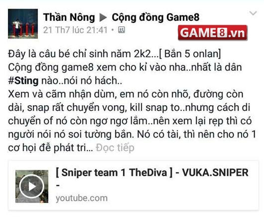 status đăng tải clip bắn sniper kinh điển của VUKA.SNIPER