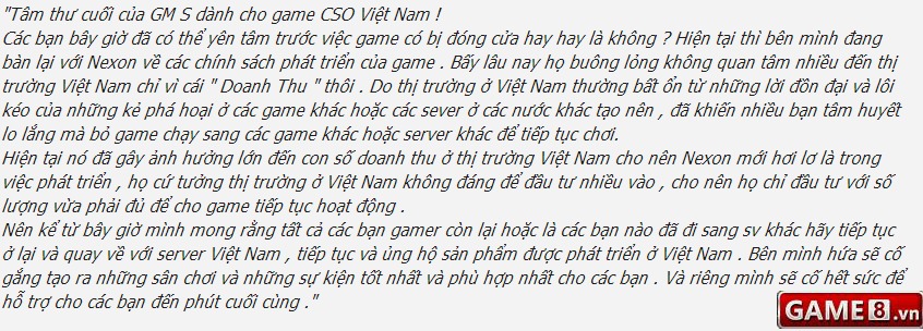 GM CSO viết tâm thư đẫm nước mắt trải lòng mình