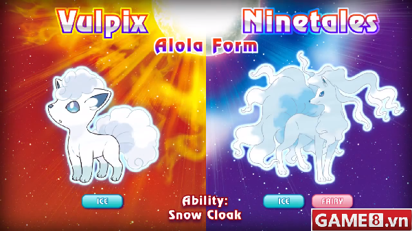 Vulpix và Ninetales vùng Alola chuyển từ hệ lửa sang hệ băng 