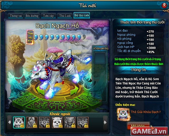 Hệ thống thú cưới đa dạng thiên long vtc game