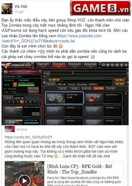 BQT Clan Top_Zombie tố cáo Tổng tư lệnh Ngọc Hải sử dụng hack chạy nhanh
