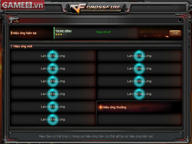 Sử dụng vật phẩm Thay đổi hiệu ứng