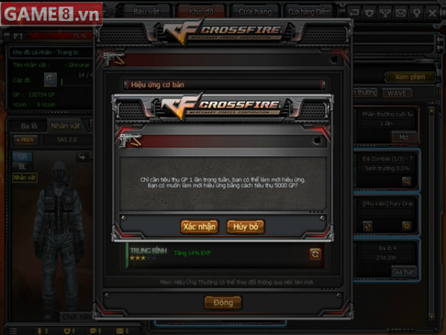 Ngo&agrave;i ra h&agrave;ng tuần, chỉ cần ti&ecirc;u thụ GP bất k&igrave; trong tuần, bạn sẽ được tặng một lượt đổi hiệu ứng bằng 5000 GP.