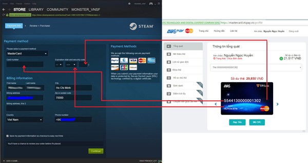 Nạp tiền vào Steam siêu dễ nhờ thẻ VTC Mastercard