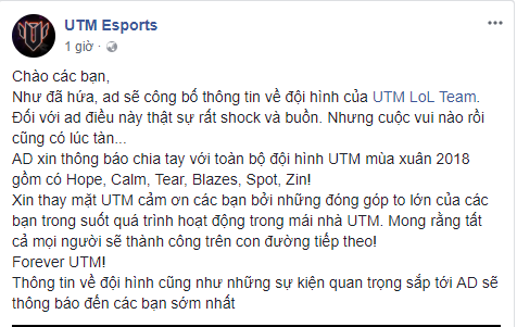 LMHT: UTM Esports chính thức chia tay toàn bộ tuyển thủ dù đạt Top 3 VCS, bỏ luôn suất Rift Rivals tháng 7 sắp tới