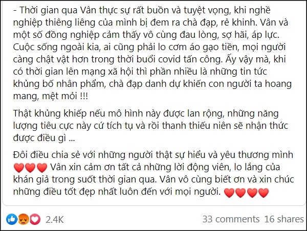 Hồng Vân lên tiếng thanh minh sau khi bị đồn “bao che” cho chuyện “ngâm” tiền từ thiện của Hoài Linh