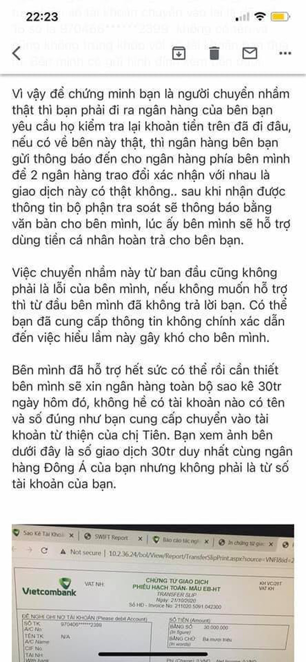 Thuỷ Tiên gây tranh cãi khi xoá vội status tuyên bố không trả 30 triệu cho fan sau khi biết bị nhầm giữa số tài khoản và số thẻ