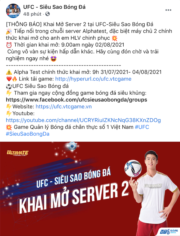 Đông như trẩy hội, NPH VTC Game tức tốc mở thêm server cho UFC - Siêu Sao Bóng Đá dù đang Alpha Test