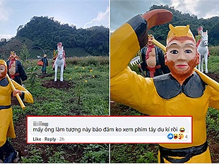 Sơn La: Tượng thầy trò Đường Tăng trên đồi gây cười nghiêng ngả