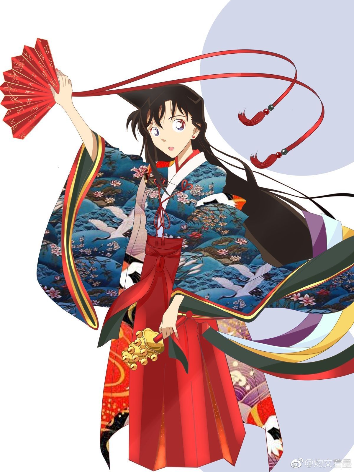 Giấy dán tường 3D phong cách Nhật Bản hình ảnh cô gái Anime mặc Kimono dễ