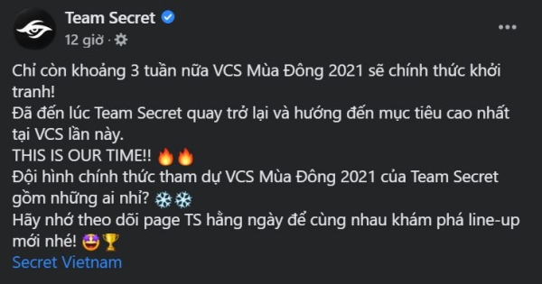 LMHT: Team Secret “nhá hàng” line-up tại VCS Đông 2021, fan nhận ra gương mặt quen thuộc sẽ thay thế Artifact