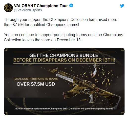 Valorant: Bundle CHAMPIONS 2021 nâng tổng giá trị giải thưởng lên đến 7,5 triệu đô