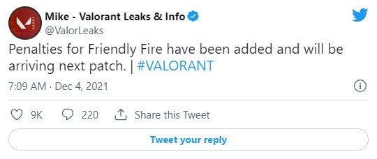 Valorant: Phiên bản tiếp theo sẽ phạt những người chơi có hành vi “Friendly fire”