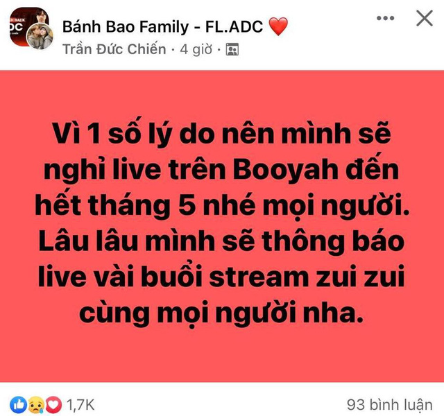 Liên Quân Mobile: Bất ngờ tuyển thủ ADC thông báo “off stream” 3 tháng khiến fan hoang mang