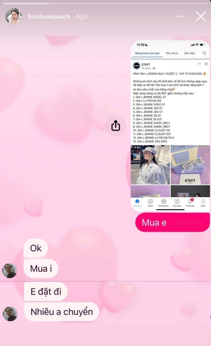 Kim Sa đăng tải hình ảnh thân mật cùng đoạn tin nhắn dễ thương giữa 2 người