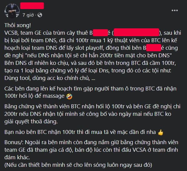 BTC VCSB bị tố nhận 