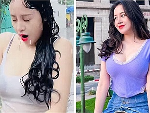 Mặc áo mỏng gần như xuyên thấu tắm mưa, bà Tưng lộ nội y "kém duyên" thế này đây!
