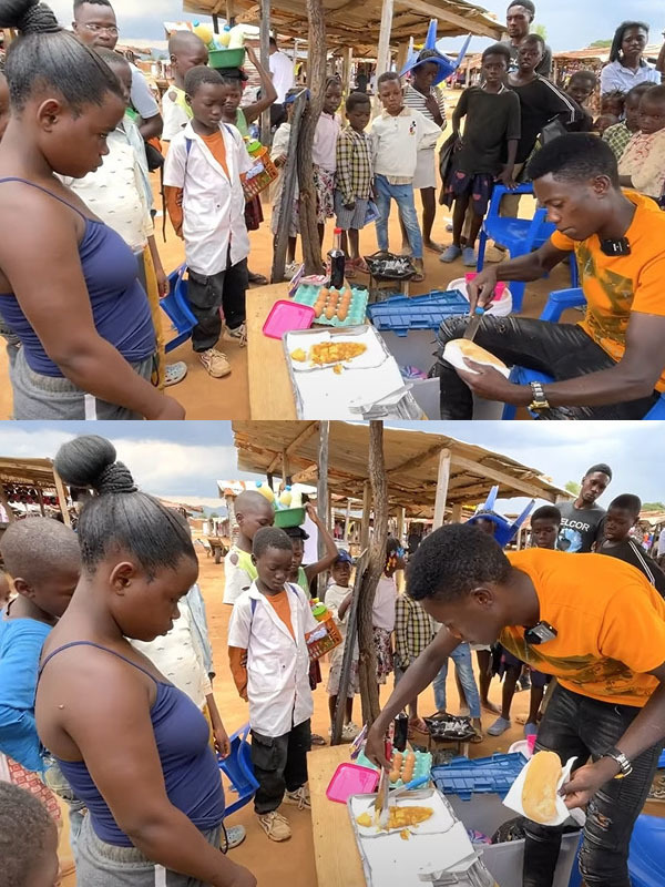 Lindo mang kẹo lạc Việt Nam ra bán tại chợ, người mua xếp hàng dài