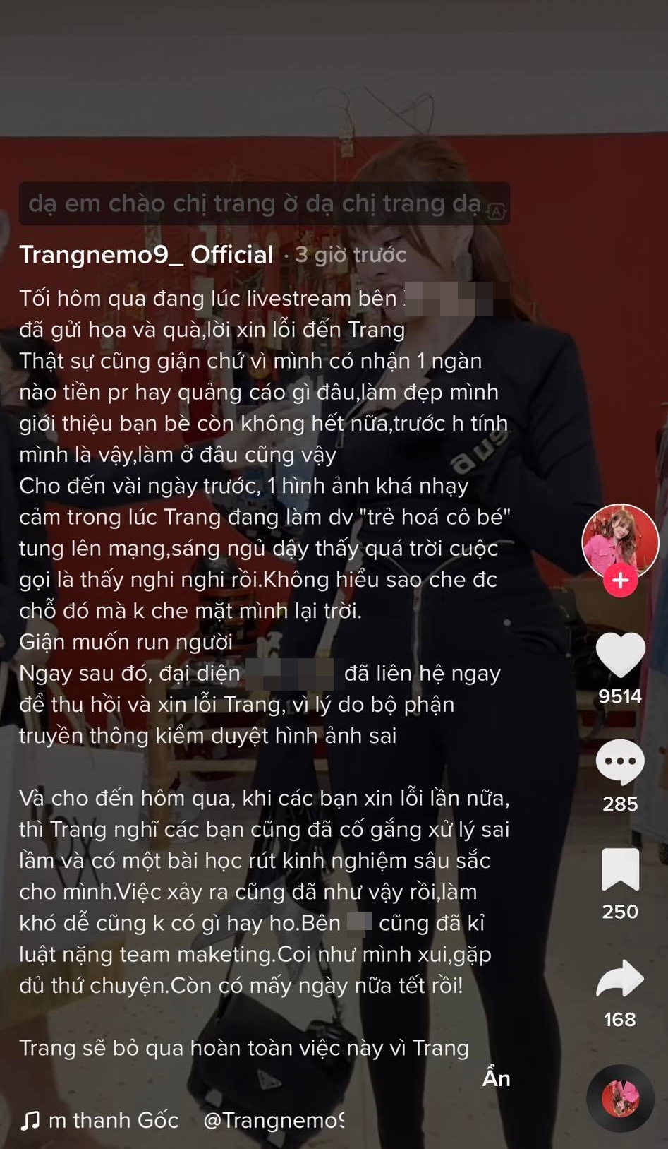 Đang livestream, Trang Nemo được đại diện Spa đến xin lỗi vì làm lộ ảnh dọn cỏ, nhưng kịch bản giống với vụ chị Khanh đến 99%