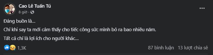 Batus liên tục đăng tải những dòng trạng thái tâm trạng