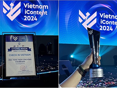 Icontent Awards 2024: Check in Vietnam thắng giải tại hạng mục “Kênh/Trang/Nhóm Cộng Đồng Của Năm”