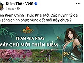 Kiếm Thế ra mắt máy chủ mới Thiên Kiếm, tung loạt quà tặng game thủ