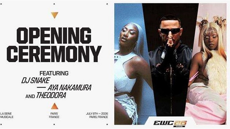 Aya Nakamura, DJ Snake và Theodora sẽ mở màn Esports World Cup 2026 tại Paris