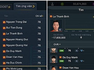 FO3: Thẻ Siêu sao Việt Nam quy tụ nhiều cầu thủ U20 chính thức được cập nhật vào game