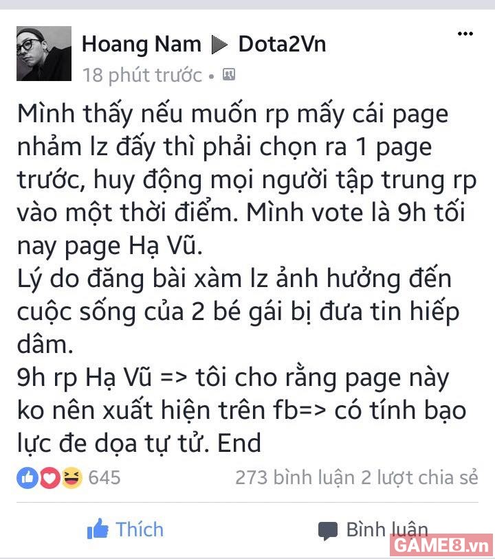 Cộng đồng game thủ đánh sập fanpage ngôn tình Hạ Vũ
