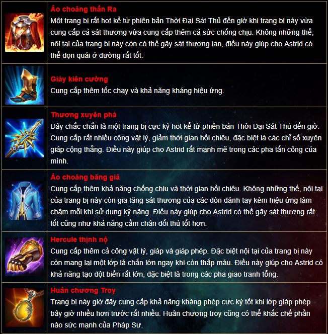 Chi tiết cách chơi và cách lên đồ cho Astrid - Nữ Kiếm Sư trong đấu trường Liên Quân Mobile