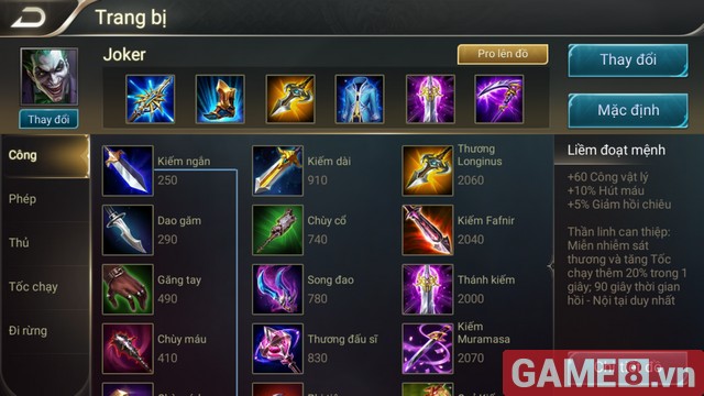 Lên đồ cho Joker sao cho chuẩn nhất? Đây là câu trả lời cho các game thủ chơi Liên Quân Mobile