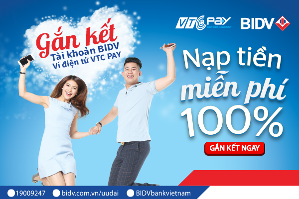 Miễn phí nạp tiền từ BIDV 100%