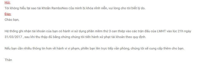 garena khóa tài khoản vô lý