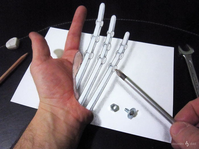 Loạt tranh vẽ 3D thật giả lẫn lộn dễ gây ảo giác mạnh cho người xem