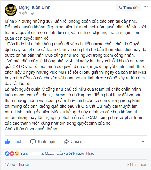 LMHT: Quản lý đội tuyển GIGABYTE Marines chính thức lên tiếng về lý do Optimus rời đội
