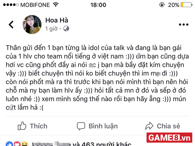 LMHT: Hotgirl Hoa Hà lên tiếng chửi Thư Lê bạn gái Junie dựa hơi trên Facebook cá nhân