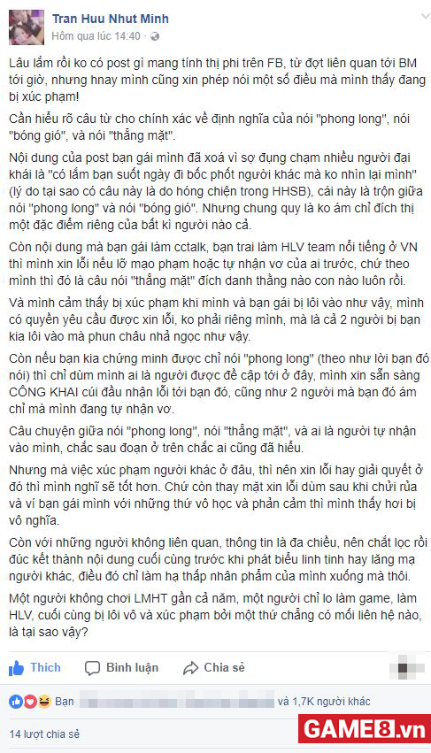 LMHT: Hotgirl Hoa Hà lên tiếng chửi Thư Lê bạn gái Junie dựa hơi trên Facebook cá nhân