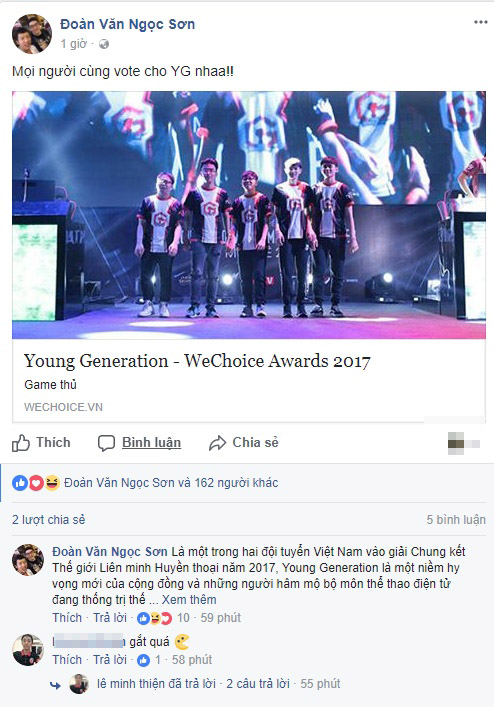 LMHT: Young Generation vượt mặt GAM lọt vào Top 10 nhân vật truyền cảm hứng We Choice Awards 2017